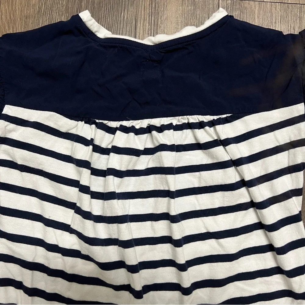 Gap Kids Girls Stripe Flutter Tee Shirt Dress Blue White Ruffle Short Sleeves XS